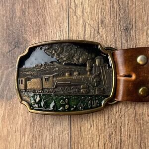 Vintage Koleaco Western Belt Men's Size 42 Cowboy Train Embossed Leather 6761